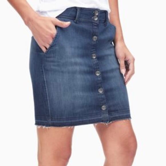 Splendid Cesaire Indigo Button Front Mini Stretch Denim Pencil Skirt size 30 - Picture 4 of 9